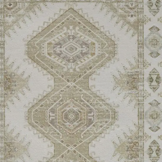 Green And Ivory Southwestern Washable Area Rug Photo 3