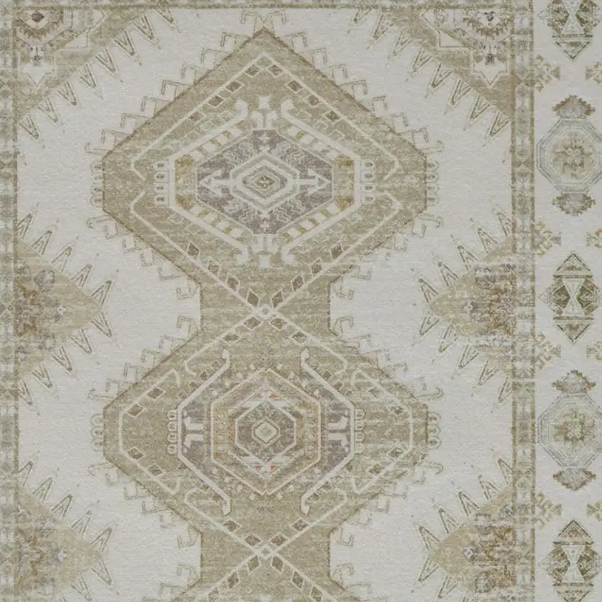 Green And Ivory Southwestern Washable Area Rug Photo 3