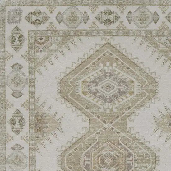 Green And Ivory Southwestern Washable Area Rug Photo 3
