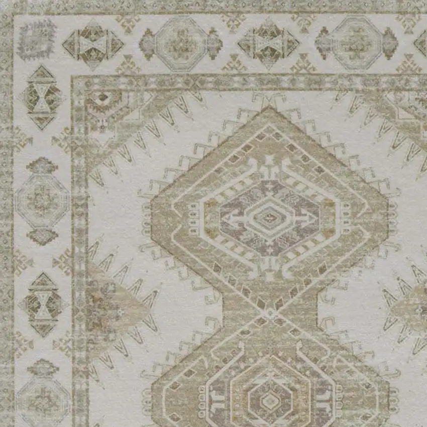 Green And Ivory Southwestern Washable Area Rug Photo 3