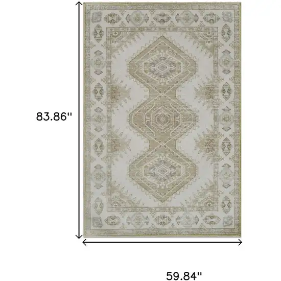 Green And Ivory Southwestern Washable Area Rug Photo 9