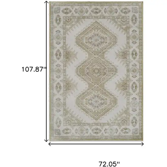 Green And Ivory Southwestern Washable Area Rug Photo 9