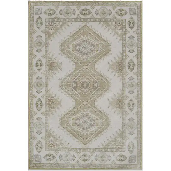 Green And Ivory Southwestern Washable Area Rug Photo 2