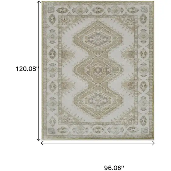 Green And Ivory Southwestern Washable Area Rug Photo 9