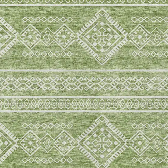 Green And Ivory Southwestern Washable Indoor Outdoor Area Rug Photo 5