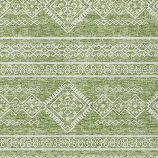 Green And Ivory Southwestern Washable Indoor Outdoor Area Rug Photo 5