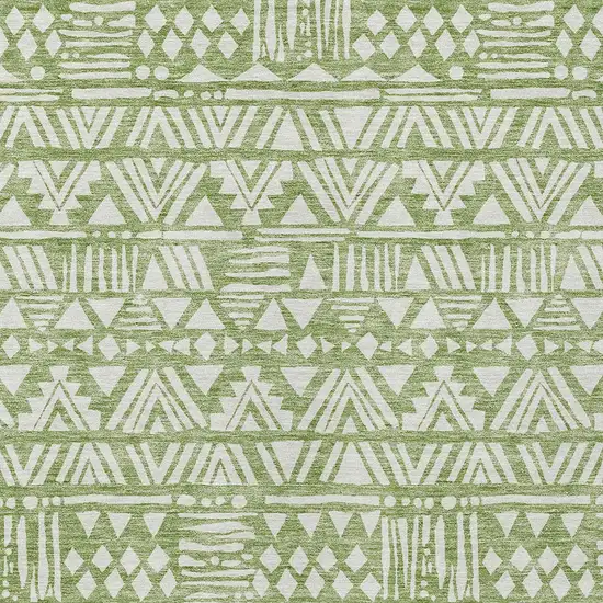 Green And Ivory Southwestern Washable Indoor Outdoor Area Rug Photo 5