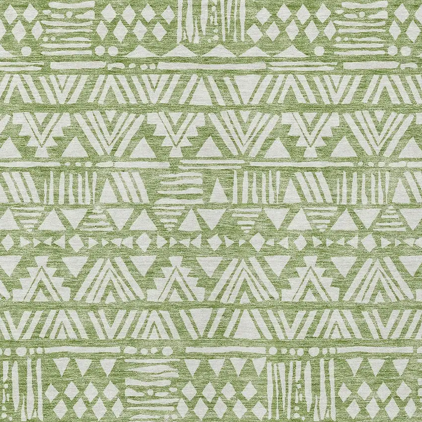 Green And Ivory Southwestern Washable Indoor Outdoor Area Rug Photo 5