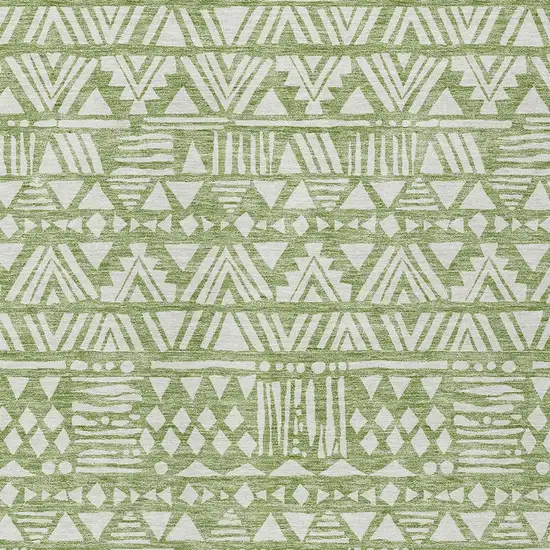 Green And Ivory Southwestern Washable Indoor Outdoor Area Rug Photo 5