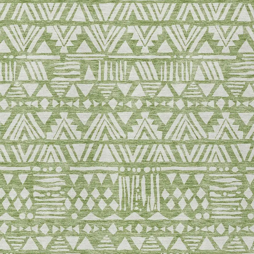 Green And Ivory Southwestern Washable Indoor Outdoor Area Rug Photo 5