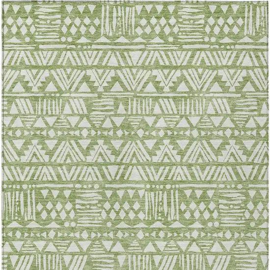 Green And Ivory Southwestern Washable Indoor Outdoor Area Rug Photo 5