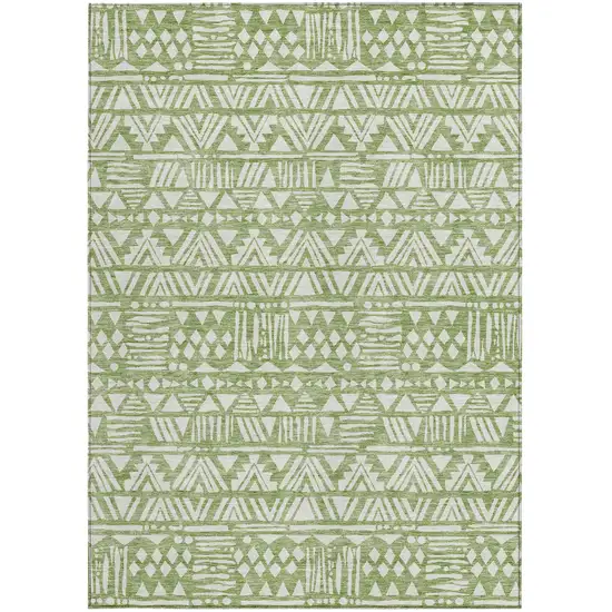 Green And Ivory Southwestern Washable Indoor Outdoor Area Rug Photo 6