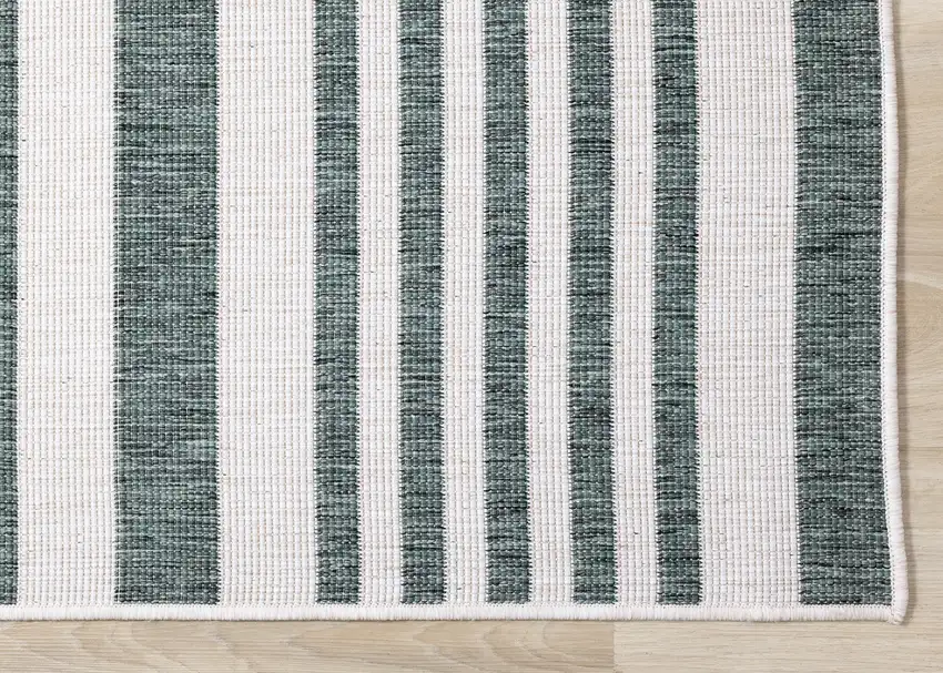 Green And Ivory Striped Area Rug Photo 9