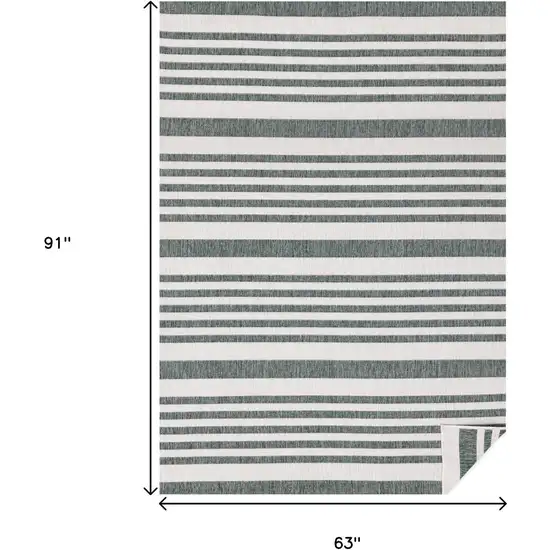 Green And Ivory Striped Area Rug Photo 3