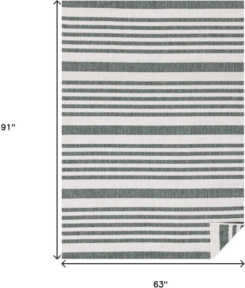 Green And Ivory Striped Area Rug Photo 3
