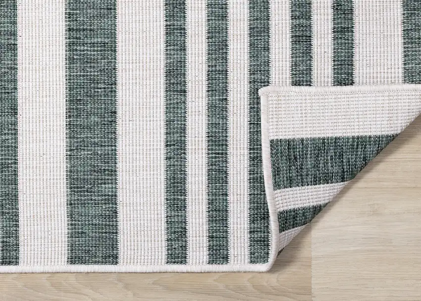 Green And Ivory Striped Area Rug Photo 9