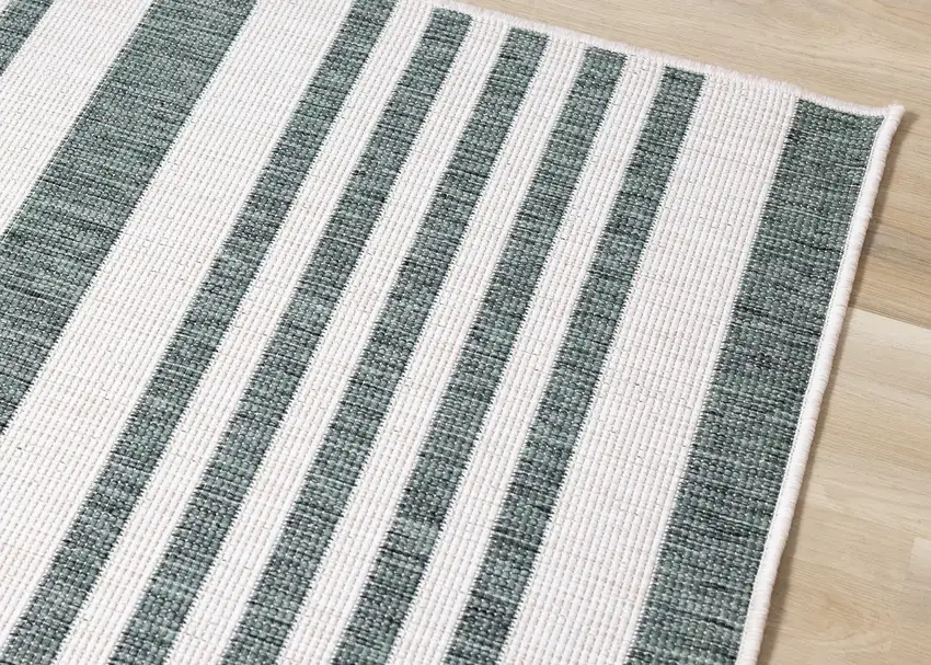 Green And Ivory Striped Area Rug Photo 8
