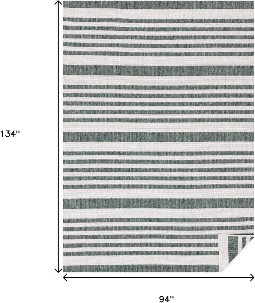 Green And Ivory Striped Area Rug Photo 3