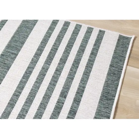 Green And Ivory Striped Area Rug Photo 8