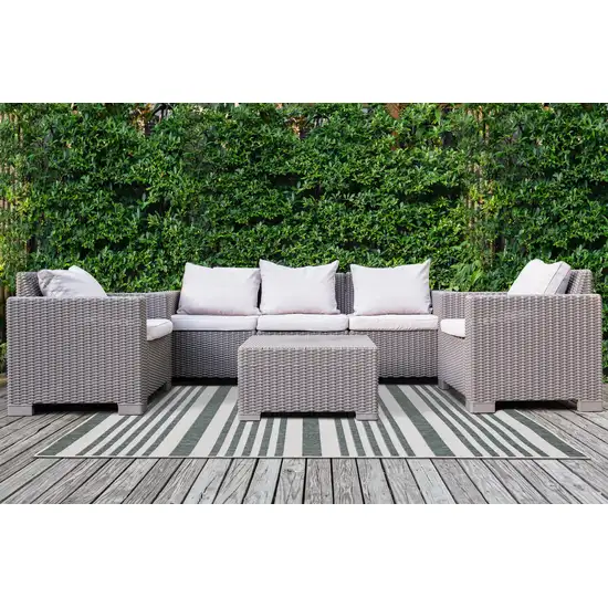 Green And Ivory Striped Area Rug Photo 6