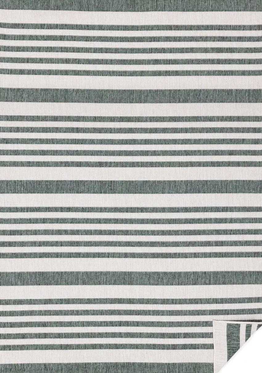Green And Ivory Striped Area Rug Photo 2