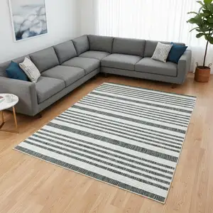 Photo of Green And Ivory Striped Area Rug