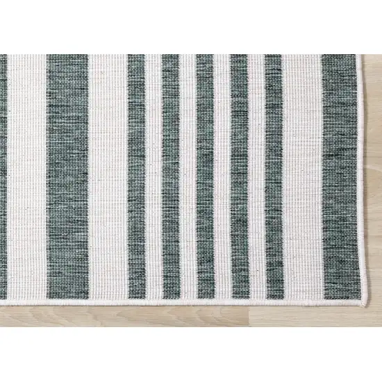 Green And Ivory Striped Area Rug Photo 9