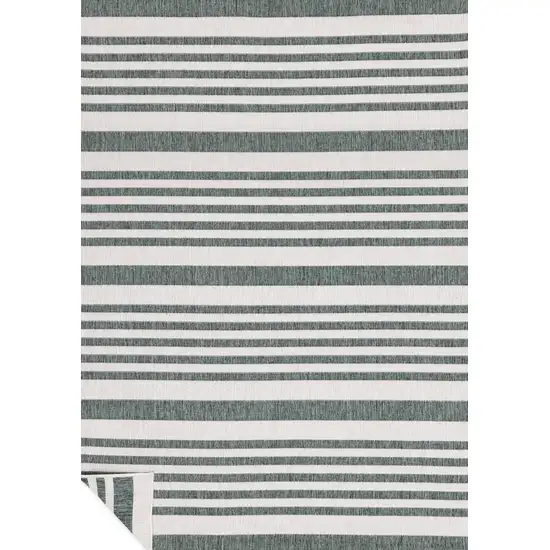 Green And Ivory Striped Area Rug Photo 5