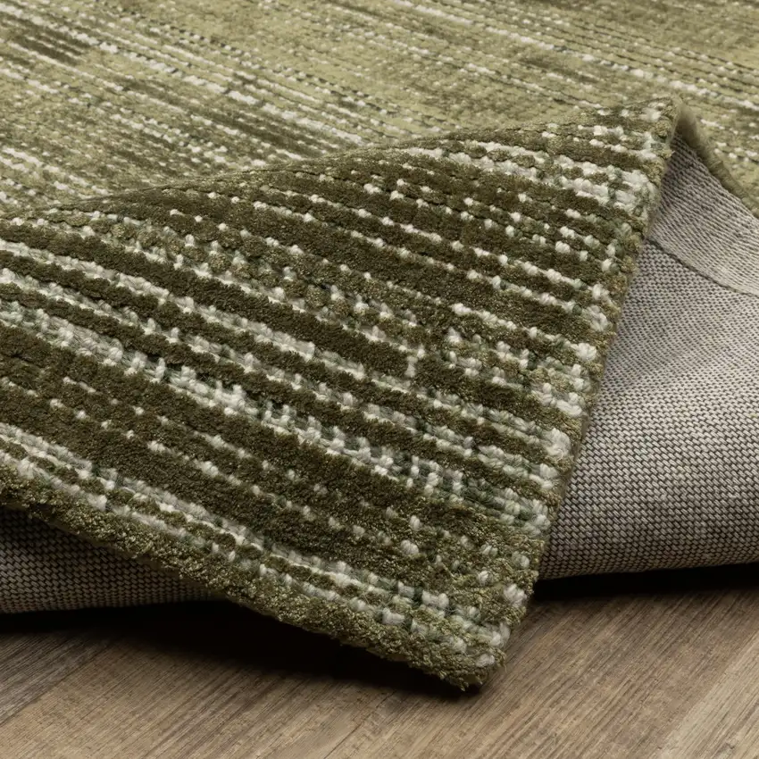Green And Ivory Striped Hand Tufted Area Rug Photo 9