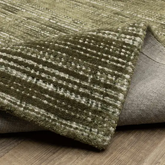 Green And Ivory Striped Hand Tufted Area Rug Photo 9