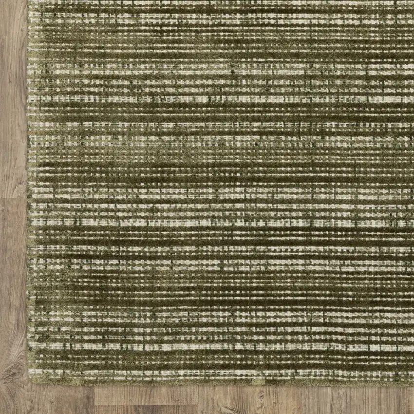Green And Ivory Striped Hand Tufted Area Rug Photo 5