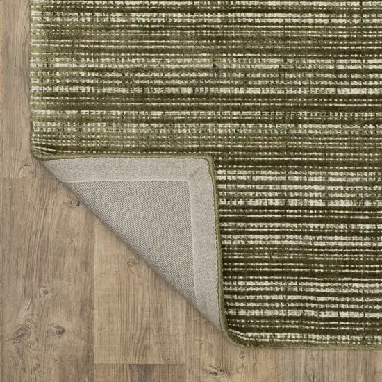 Green And Ivory Striped Hand Tufted Area Rug Photo 4