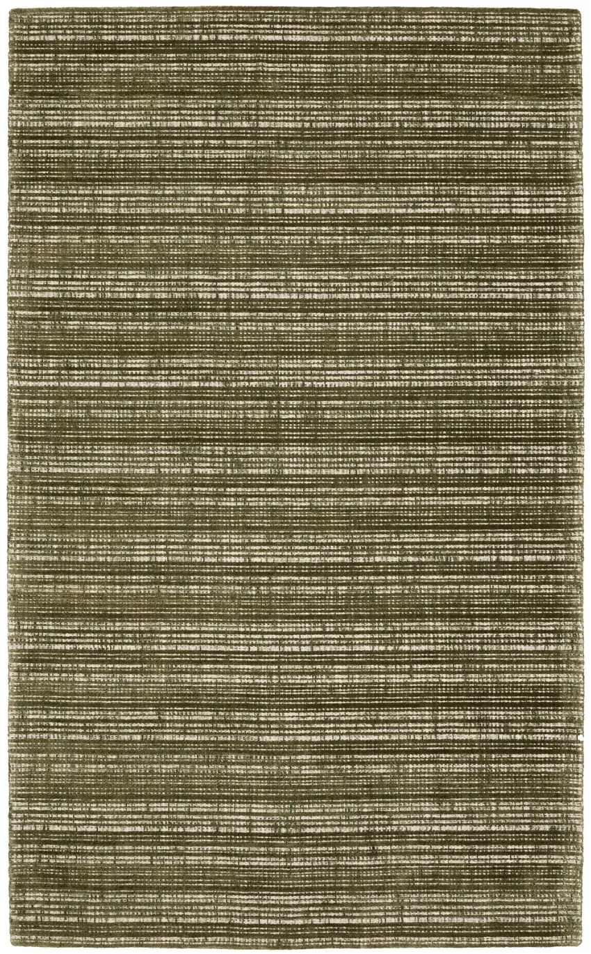 Green And Ivory Striped Hand Tufted Area Rug Photo 2