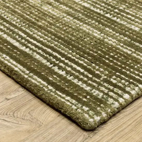 Green And Ivory Striped Hand Tufted Area Rug Photo 8