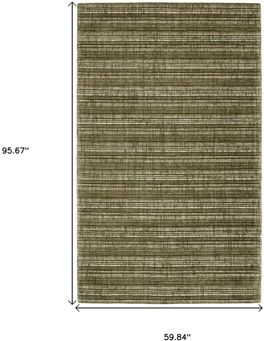 Green And Ivory Striped Hand Tufted Area Rug Photo 3