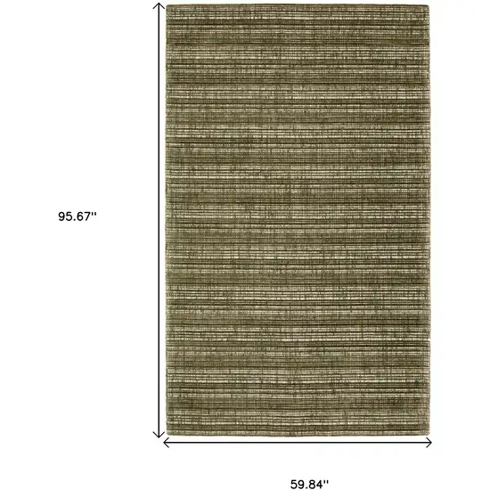 Green And Ivory Striped Hand Tufted Area Rug Photo 3