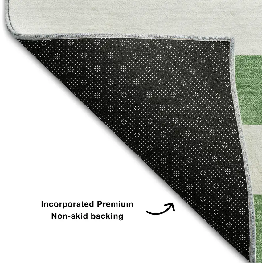 Green And Ivory Striped Washable Area Rug With UV Protection Photo 7