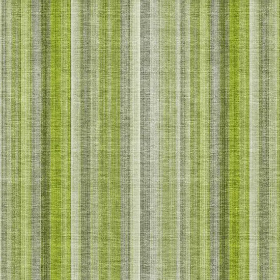 Green And Ivory Striped Washable Area Rug With UV Protection Photo 3
