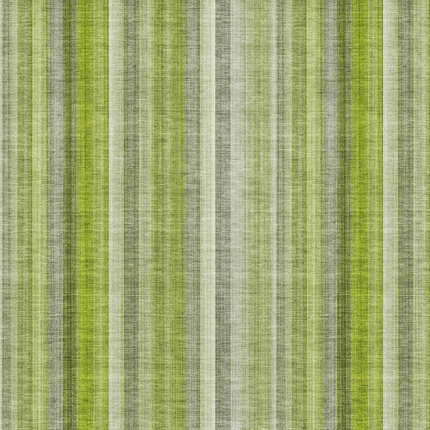 Green And Ivory Striped Washable Area Rug With UV Protection Photo 3