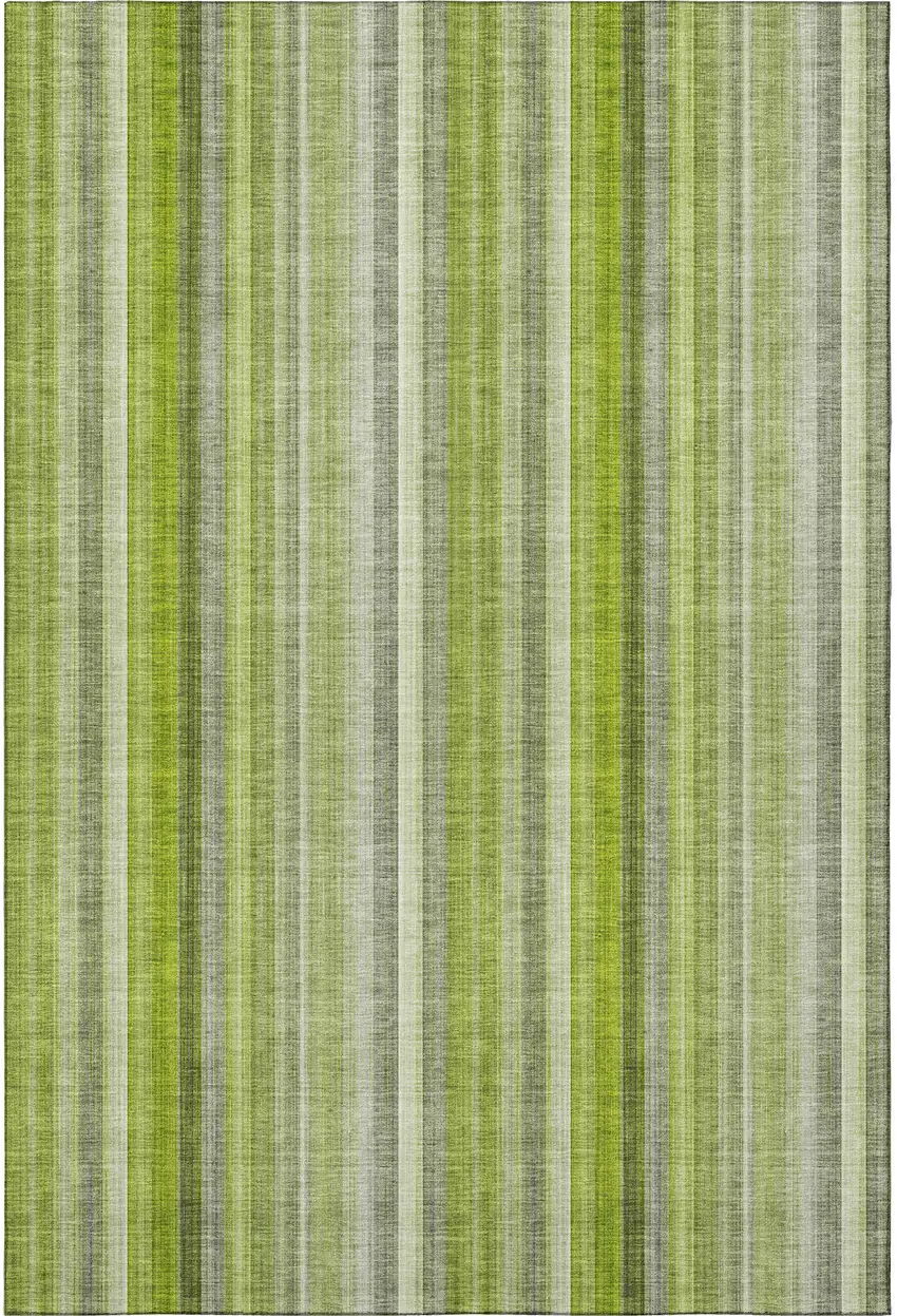 Green And Ivory Striped Washable Area Rug With UV Protection Photo 4