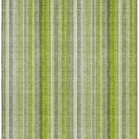 Green And Ivory Striped Washable Area Rug With UV Protection Photo 3