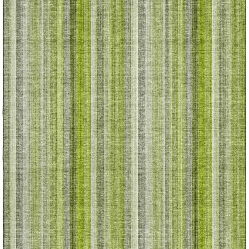 Green And Ivory Striped Washable Area Rug With UV Protection Photo 3