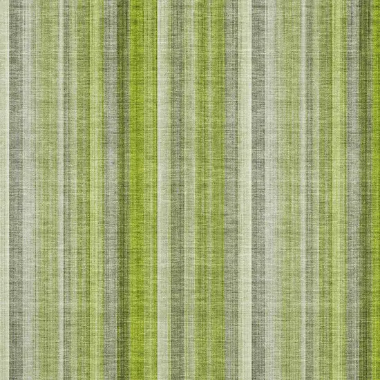 Green And Ivory Striped Washable Area Rug With UV Protection Photo 3