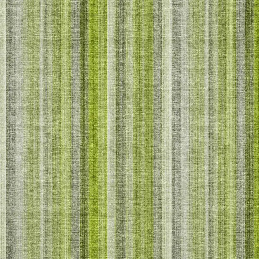 Green And Ivory Striped Washable Area Rug With UV Protection Photo 3