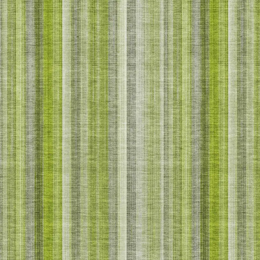 Green And Ivory Striped Washable Area Rug With UV Protection Photo 3