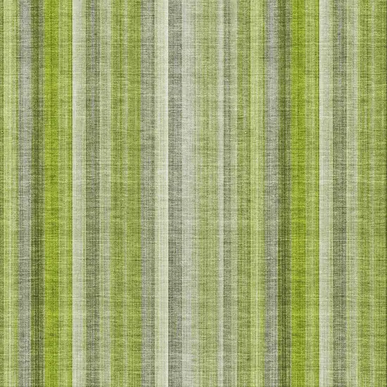 Green And Ivory Striped Washable Area Rug With UV Protection Photo 3