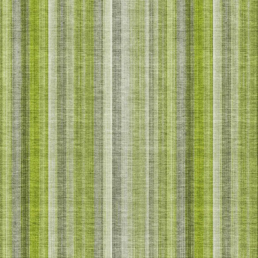 Green And Ivory Striped Washable Area Rug With UV Protection Photo 3
