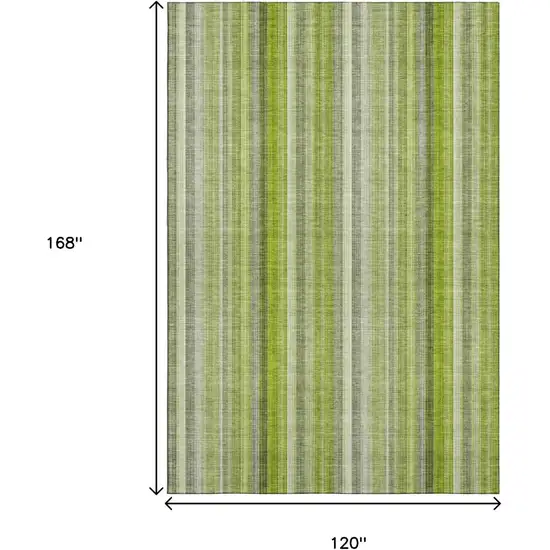 Green And Ivory Striped Washable Area Rug With UV Protection Photo 3