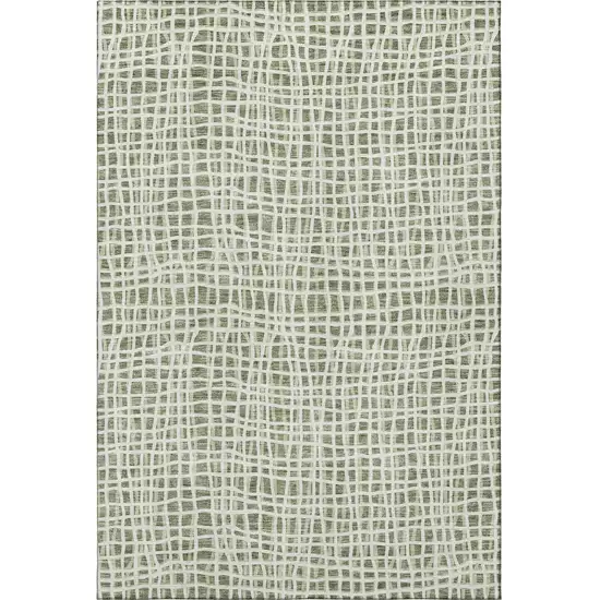 Green And Ivory Striped Washable Area Rug With UV Protection Photo 4