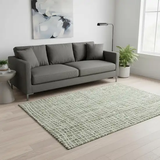 Green And Ivory Striped Washable Area Rug With UV Protection Photo 2